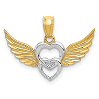 Load image into Gallery viewer, 14K and White Rhodium Polished Hearts w/ Wings Pendant
