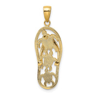 Load image into Gallery viewer, 14K Enamel Cut-out Flip Flop w/ Sea Turtles Pendant

