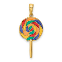 Load image into Gallery viewer, 14k 3D Enameled Lollipop Pendant
