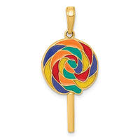 Load image into Gallery viewer, 14k 3D Enameled Lollipop Pendant
