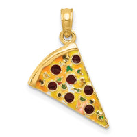 Load image into Gallery viewer, 14k Enameled Pizza Slice Pendant
