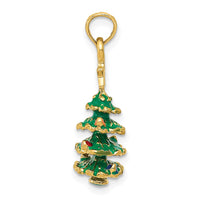 Load image into Gallery viewer, 14k 3D Enameled Christmas Tree Pendant
