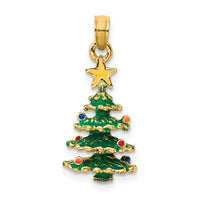 Load image into Gallery viewer, 14k 3D Enameled Christmas Tree Pendant
