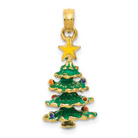 Load image into Gallery viewer, 14k 3D Enameled Christmas Tree Pendant
