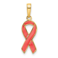 Load image into Gallery viewer, 14k Pink Enameled Awareness Ribbon Pendant
