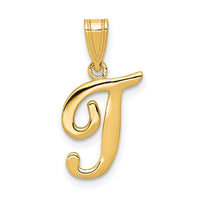 Load image into Gallery viewer, 14KY Script Letter T Initial Pendant
