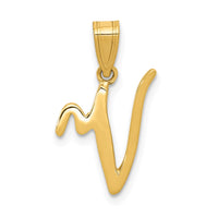 Load image into Gallery viewer, 14KY Script Letter V Initial Pendant
