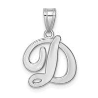 Load image into Gallery viewer, 14KW White Gold Script Letter D Initial  Pendant
