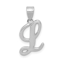 Load image into Gallery viewer, 14KW White Gold Script Letter L Initial Pendant
