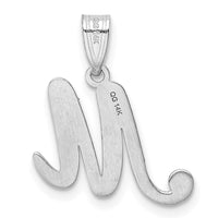 Load image into Gallery viewer, 14KW White Gold Script Letter M Initial Pendant
