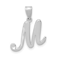 Load image into Gallery viewer, 14KW White Gold Script Letter M Initial Pendant
