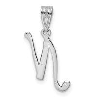 Load image into Gallery viewer, 14KW White Gold Script Letter N Initial Pendant
