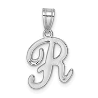 Load image into Gallery viewer, 14KW White Gold Script Letter R Initial Pendant
