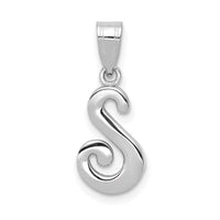 Load image into Gallery viewer, 14KW White Gold Script Letter S Initial Pendant
