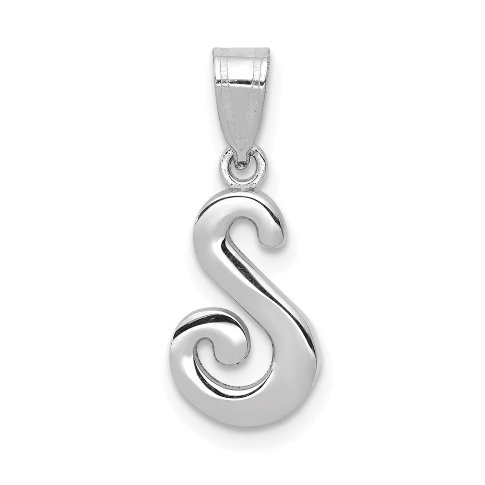 14KW White Gold Script Letter S Initial Pendant