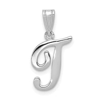 Load image into Gallery viewer, 14KW White Gold Script Letter T Initial Pendant
