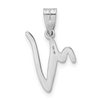 Load image into Gallery viewer, 14KW White Gold Script Letter V Initial Pendant
