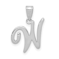 Load image into Gallery viewer, 14KW White Gold Script Letter W Initial Pendant
