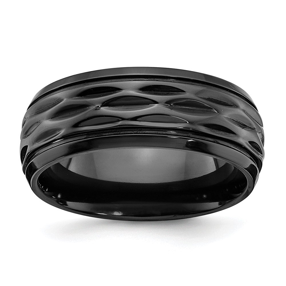 Chisel Black Zirconium Polished and Diamond-cut 8mm Band