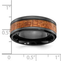 Load image into Gallery viewer, Chisel Black Zirconium Polished with Sapele Wood Inlay 8mm Band
