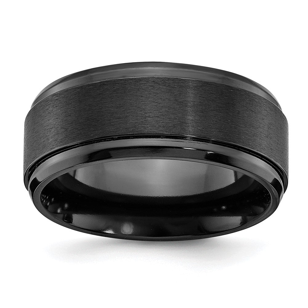 Chisel Black Zirconium Polished with Brushed Center 9mm Beveled Edge Band