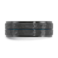 Load image into Gallery viewer, Chisel Black Zirconium Brushed Polished and Hammered with Blue IP-plated 8mm Band
