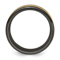 Load image into Gallery viewer, Chisel Black Zirconium Brushed and Polished with Yellow IP-plated Center 8mm Band

