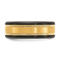 Load image into Gallery viewer, Chisel Black Zirconium Brushed and Polished with Yellow IP-plated Center 8mm Band
