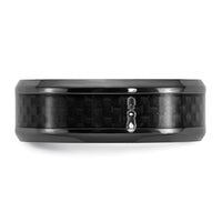 Load image into Gallery viewer, Chisel Black Zirconium Polished with Black Carbon Fiber Inlay 8mm Band
