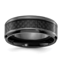 Load image into Gallery viewer, Chisel Black Zirconium Polished with Black Carbon Fiber Inlay 8mm Band
