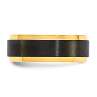 Load image into Gallery viewer, Chisel Black Zirconium Polished Yellow IP-plated with Brushed Center 8mm Band
