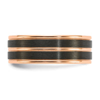 Load image into Gallery viewer, Chisel Black Zirconium Brushed and Polished Rose IP-plated 8mm Band
