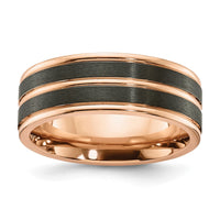 Load image into Gallery viewer, Chisel Black Zirconium Brushed and Polished Rose IP-plated 8mm Band
