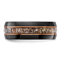 Load image into Gallery viewer, Chisel Black Zirconium Polished Rose IP-plated with Antler Inlay 8mm Band
