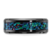 Load image into Gallery viewer, Chisel Black Zirconium Polished with Imitation Opal Inlay 8mm Band
