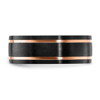 Load image into Gallery viewer, Chisel Black Zirconium Brushed and Polished Rose IP-plated 8mm Band
