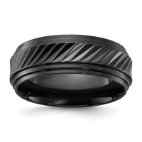 Load image into Gallery viewer, Chisel Black Zirconium Polished Grooved 8mm Band
