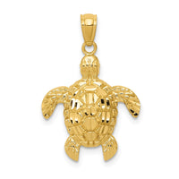 Load image into Gallery viewer, 14k Diamond-cut Polished Sea Turtle Pendant
