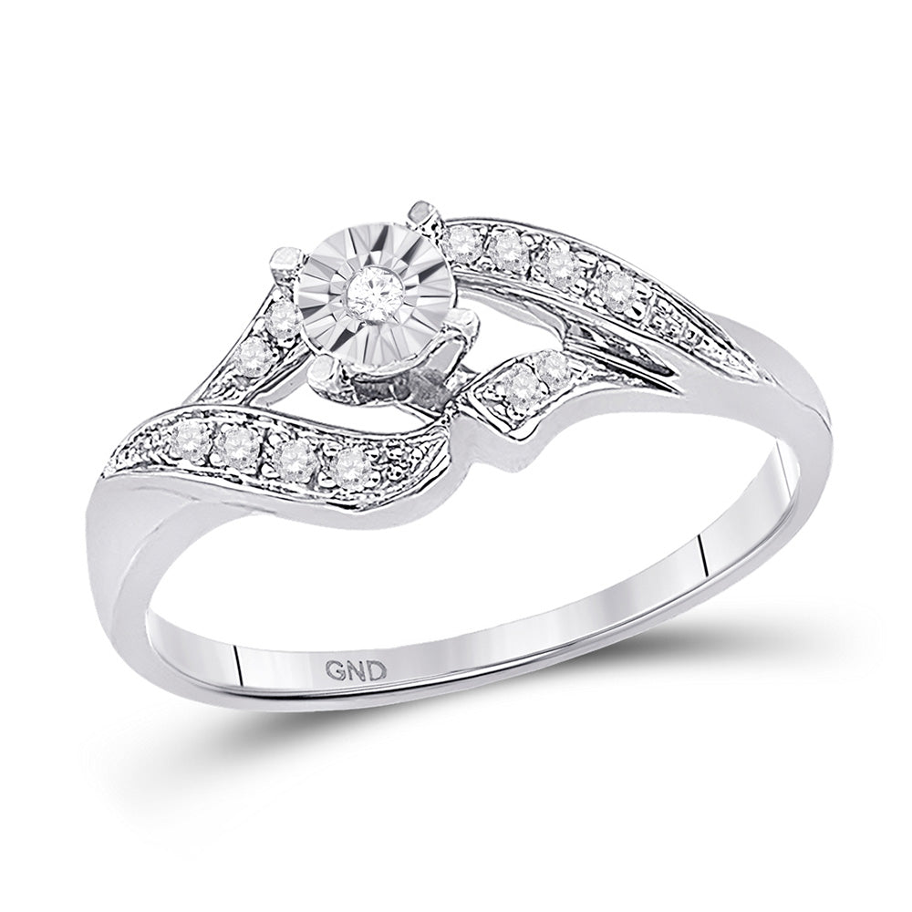 10kt White Gold Round Diamond Solitaire Bridal Wedding Engagement Ring 1/6 Cttw