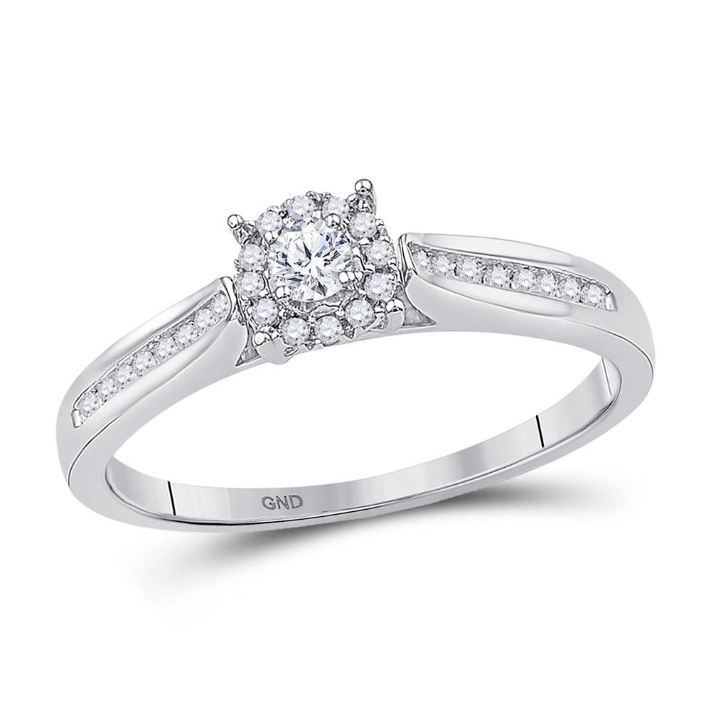 10kt White Gold Round Diamond Solitaire Bridal Wedding Engagement Ring 1/6 Cttw