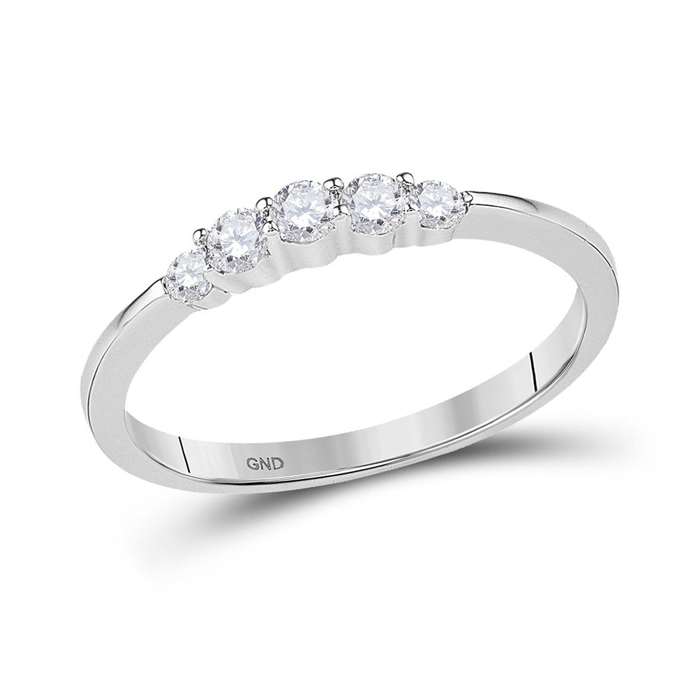 10kt White Gold Round Diamond 5-stone Bridal Wedding Engagement Ring 1/4 Cttw