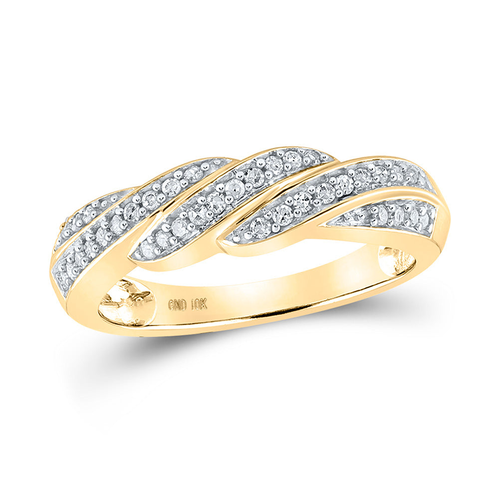 10kt Yellow Gold Womens Round Diamond Diagonal Row Band Ring 1/4 Cttw