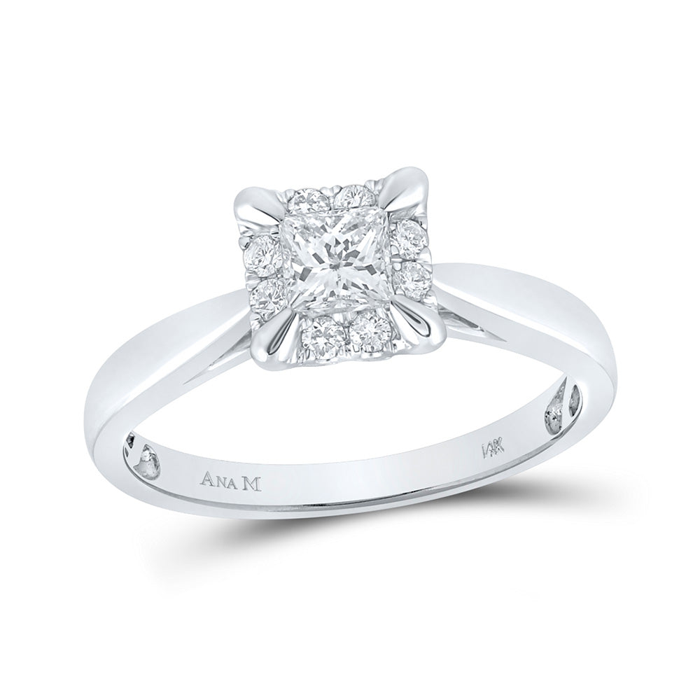 14kt White Gold Princess Diamond Solitaire Bridal Wedding Engagement Ring 1/2 Cttw