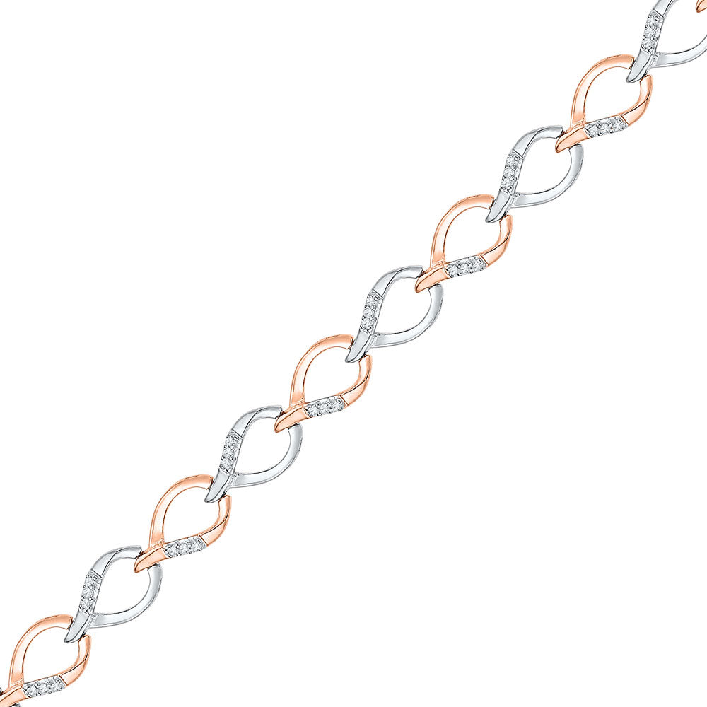 10kt Two-tone Gold Womens Round Diamond Fashion Bracelet 1/4 Cttw