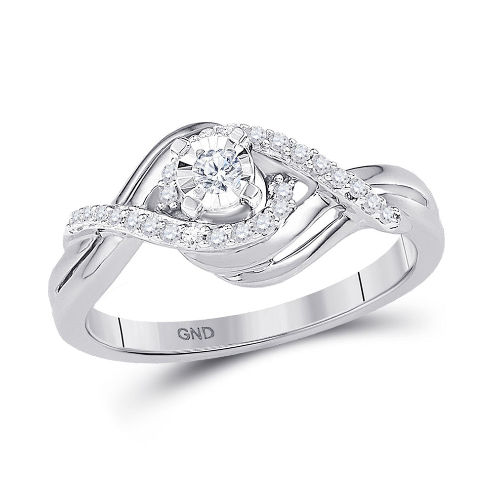 10kt White Gold Round Diamond Solitaire Bridal Wedding Engagement Ring 1/5 Cttw