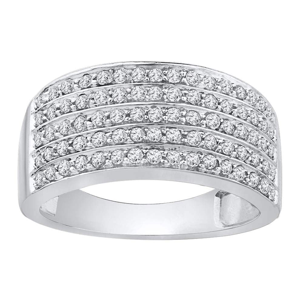 10kt White Gold Womens Round Diamond Pave Band Ring 1/2 Cttw