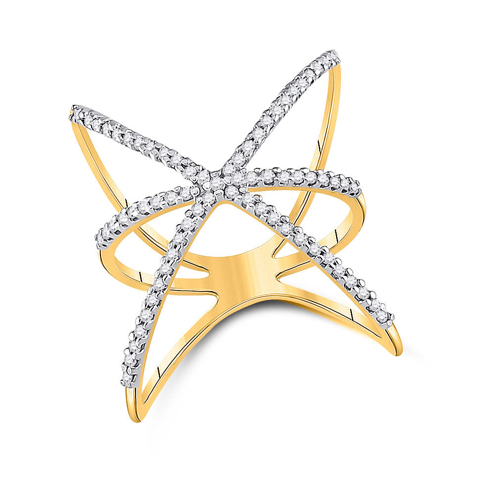 10kt Yellow Gold Womens Round Diamond Negative Space Fashion Ring 1/3 Cttw