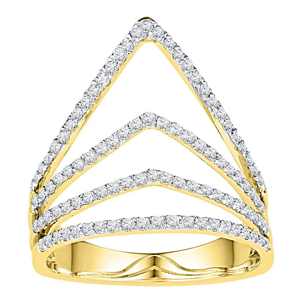 10kt Yellow Gold Womens Round Diamond Chevron Fashion Ring 3/8 Cttw