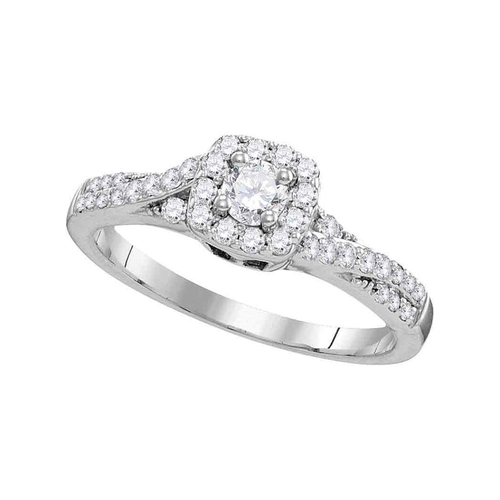 10kt White Gold Round Diamond Solitaire Bridal Wedding Engagement Ring 1/2 Cttw