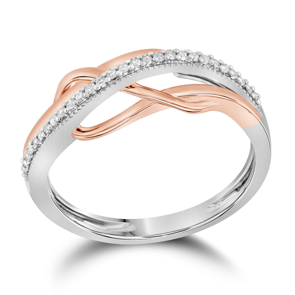 10kt Two-tone Gold Womens Round Diamond Fashion Ring 1/10 Cttw